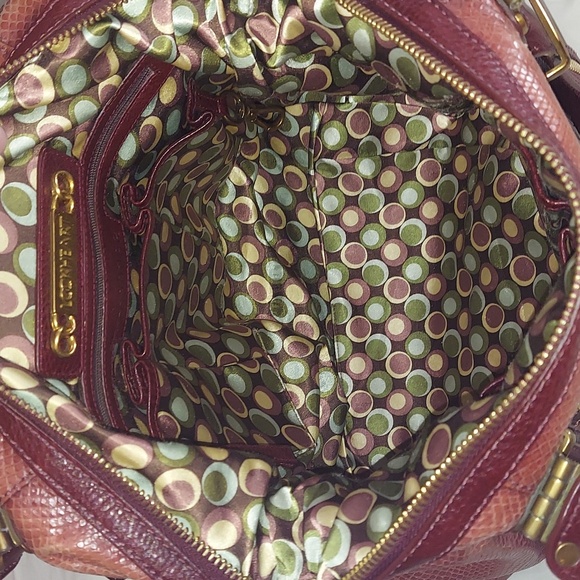 Lockheart Brown Leather Snakeskin Texture Gold Buckle Hinge satchel shoulder Bag